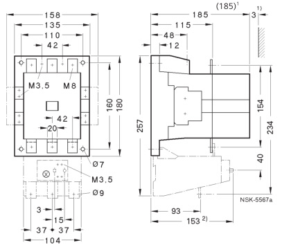 SIEMENS+3TF52系列接触器(额定电流：170A)+外形尺寸